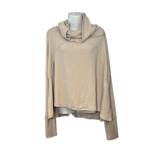 Blu B Collection Boutique Beige Cowl Neck Boho Loose Fit Sweater Size Medium